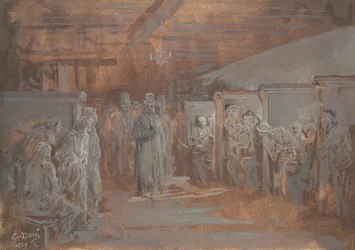 ホワイトチャペルの居酒屋、1869年（紙に油とボディカラー）